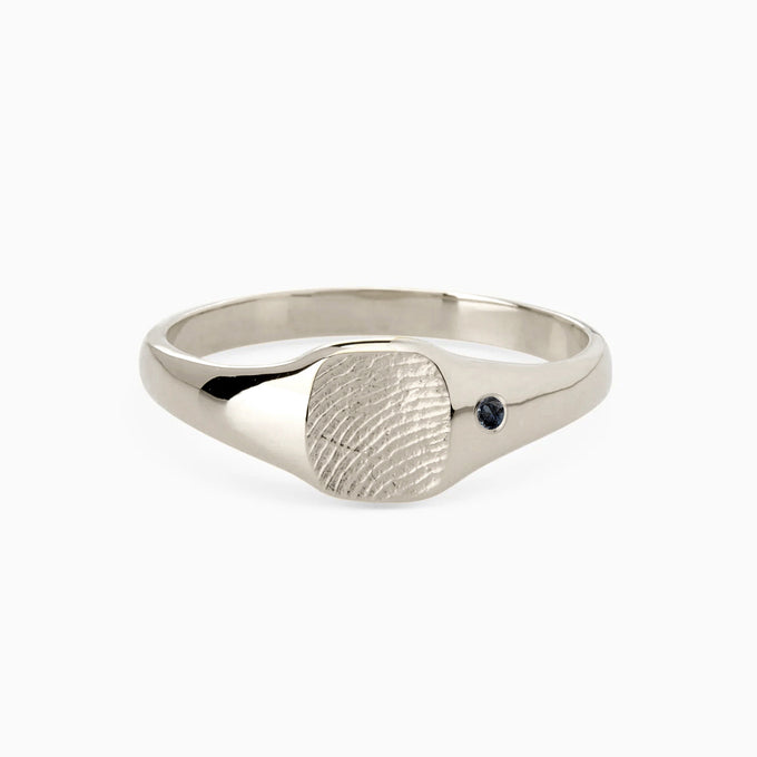 Impression™ Petite Square Signet Ring | White Gold