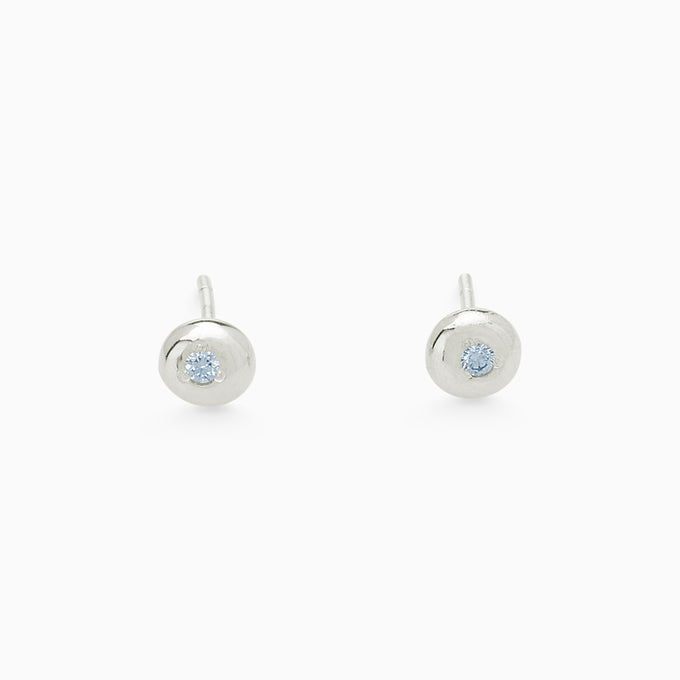 Birthstone Shadow Studs | Silver