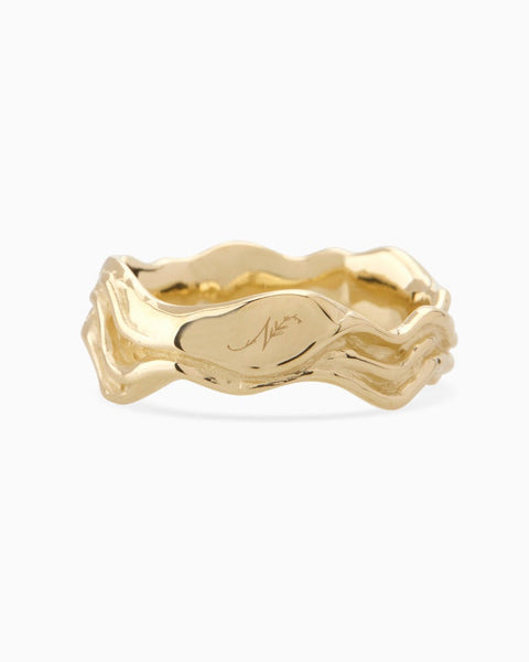 Engraved Sculpt Band Ring | Yellow Gold