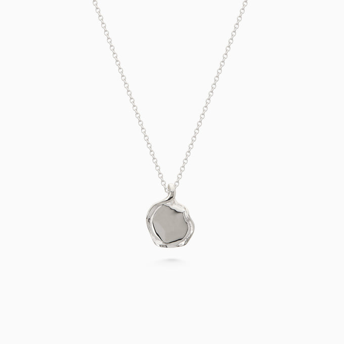 X-Mini Custom Wave Pendant (Stone & Engraving) | White Gold