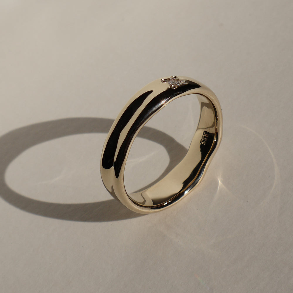 Signature Stone Band Ring | Solid Yellow Gold