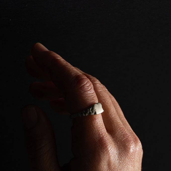 Engraved Slate Signet Ring | Silver