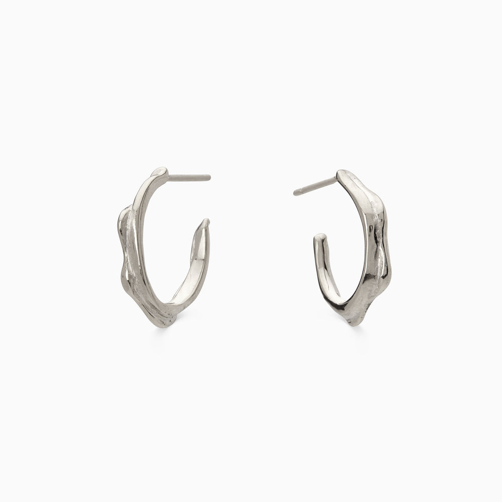 Wave Hoops | White Gold