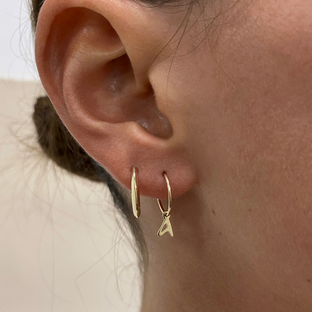 Tiny Letter Earring | Solid Gold