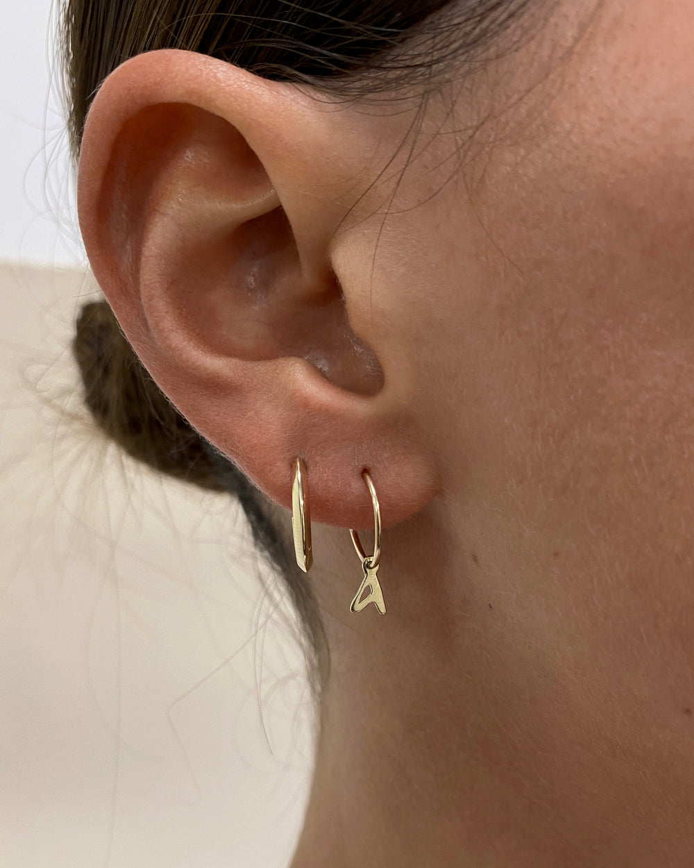 Tiny Letter Earring | Solid Gold