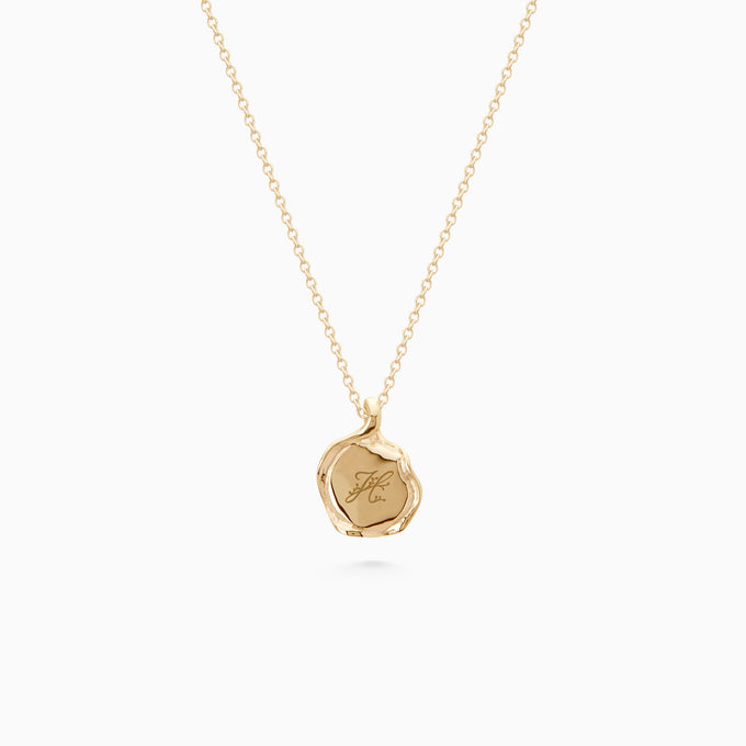 Custom Engraved Wave Pendant | Yellow Gold