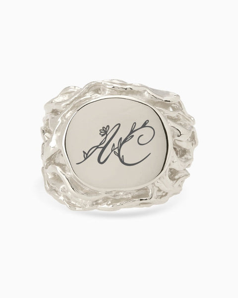 Engraved Ivy Signet Ring | Silver