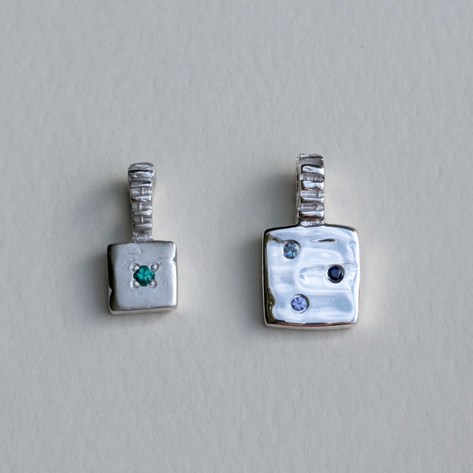 Mini Custom Slate Pendant (Stones & Engraving) | Silver