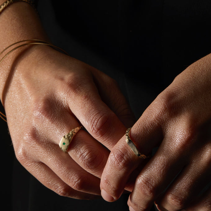 Slate Stone Signet Ring | Yellow Gold