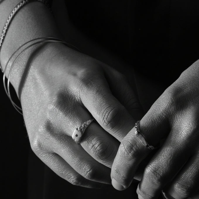 Slate Stone Signet Ring | Silver