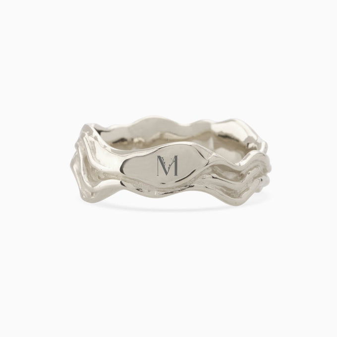 Engraved Sculpt Band Ring | Silver