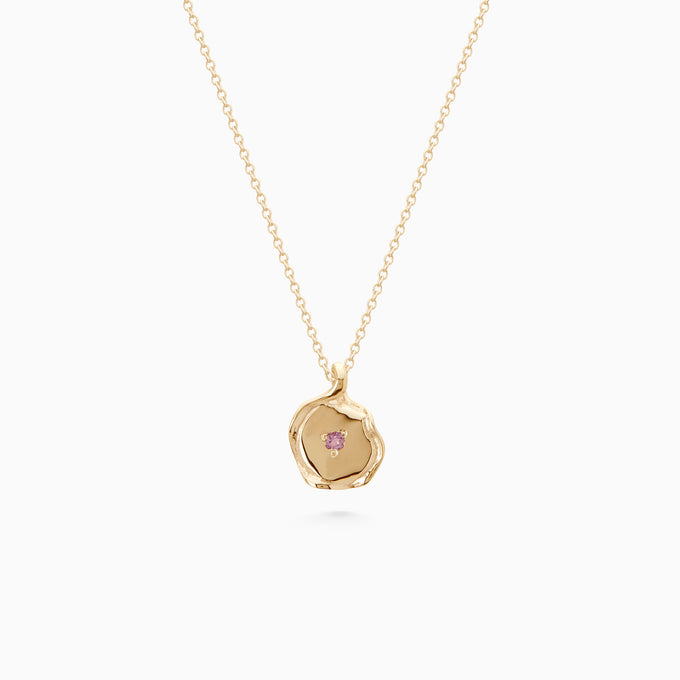 X-Mini Custom Wave Pendant (Stone & Engraving) | Yellow Gold