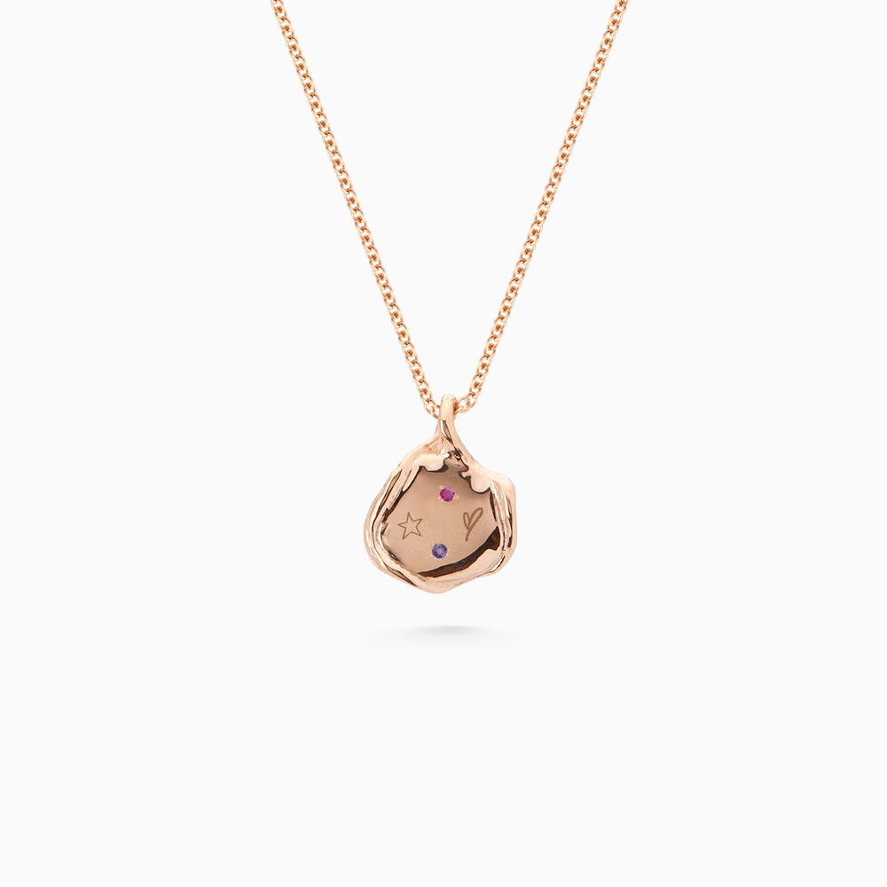 Mini Custom Wave Pendant (Stone & Engraving) | Rose Gold