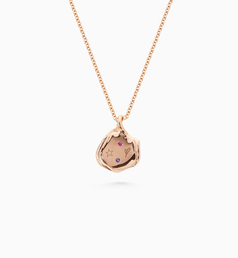 Mini Custom Wave Pendant (Stone & Engraving) | Rose Gold