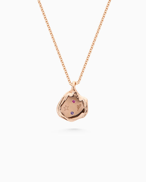 Mini Custom Wave Pendant (Stone & Engraving) | Rose Gold