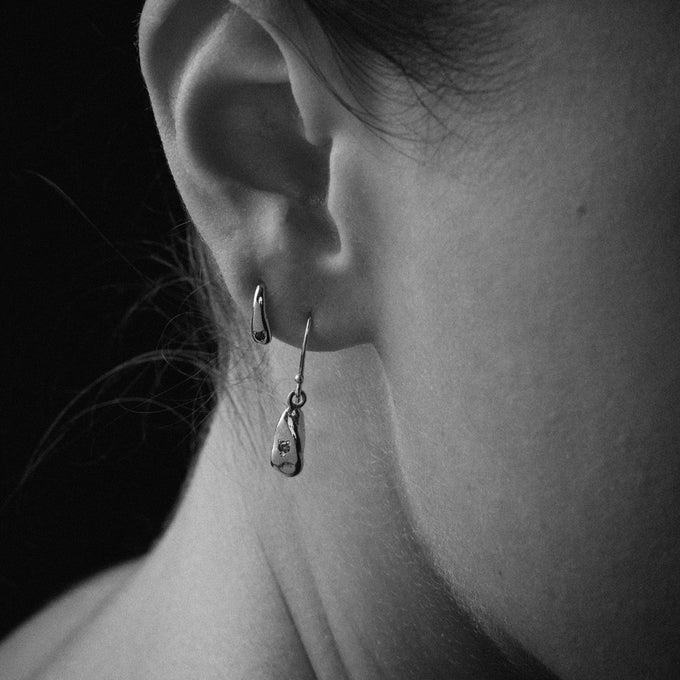 Birthstone Ingot Drop Earrings | Silver