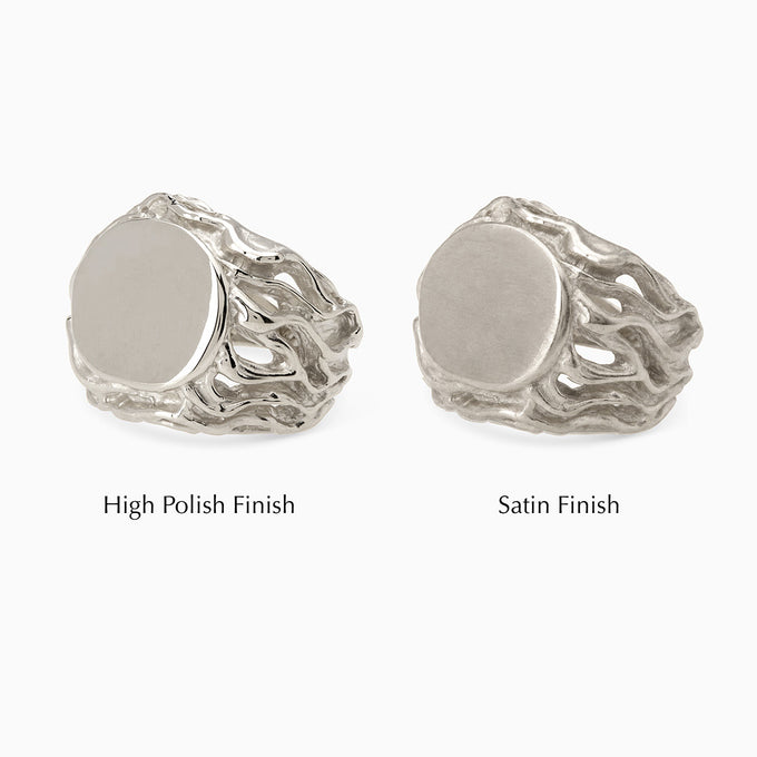 Engraved Ivy Signet Ring | White Gold