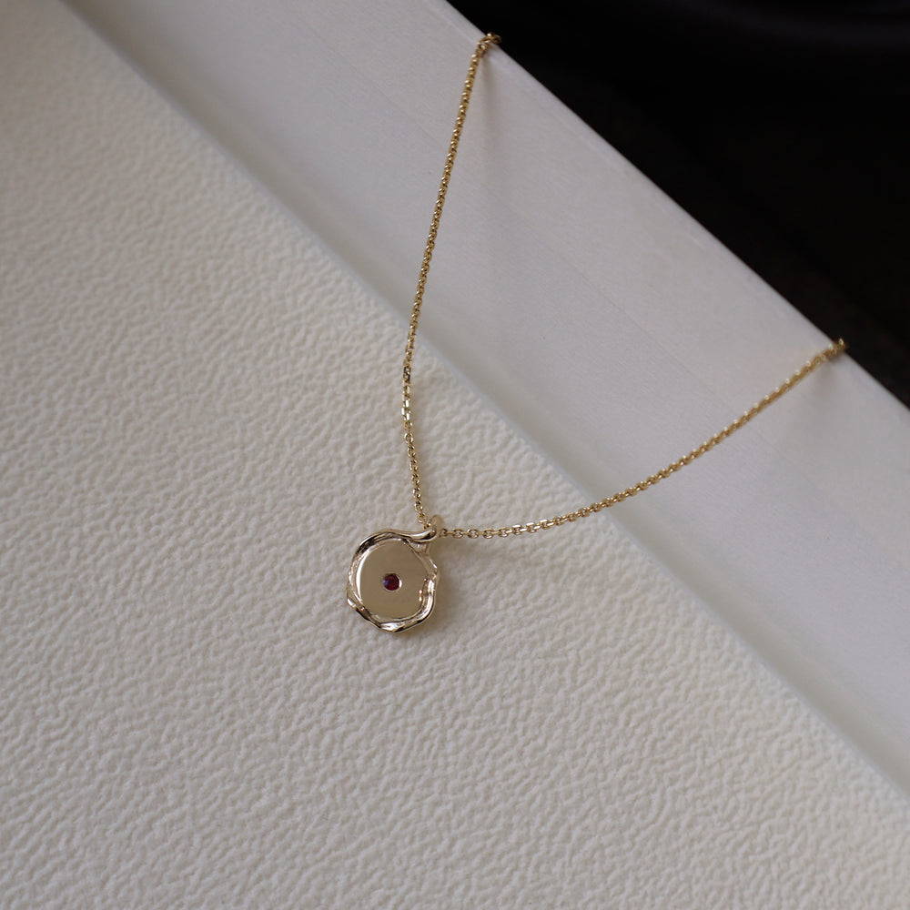 X-Mini Custom Wave Pendant (Stone & Engraving) | Yellow Gold