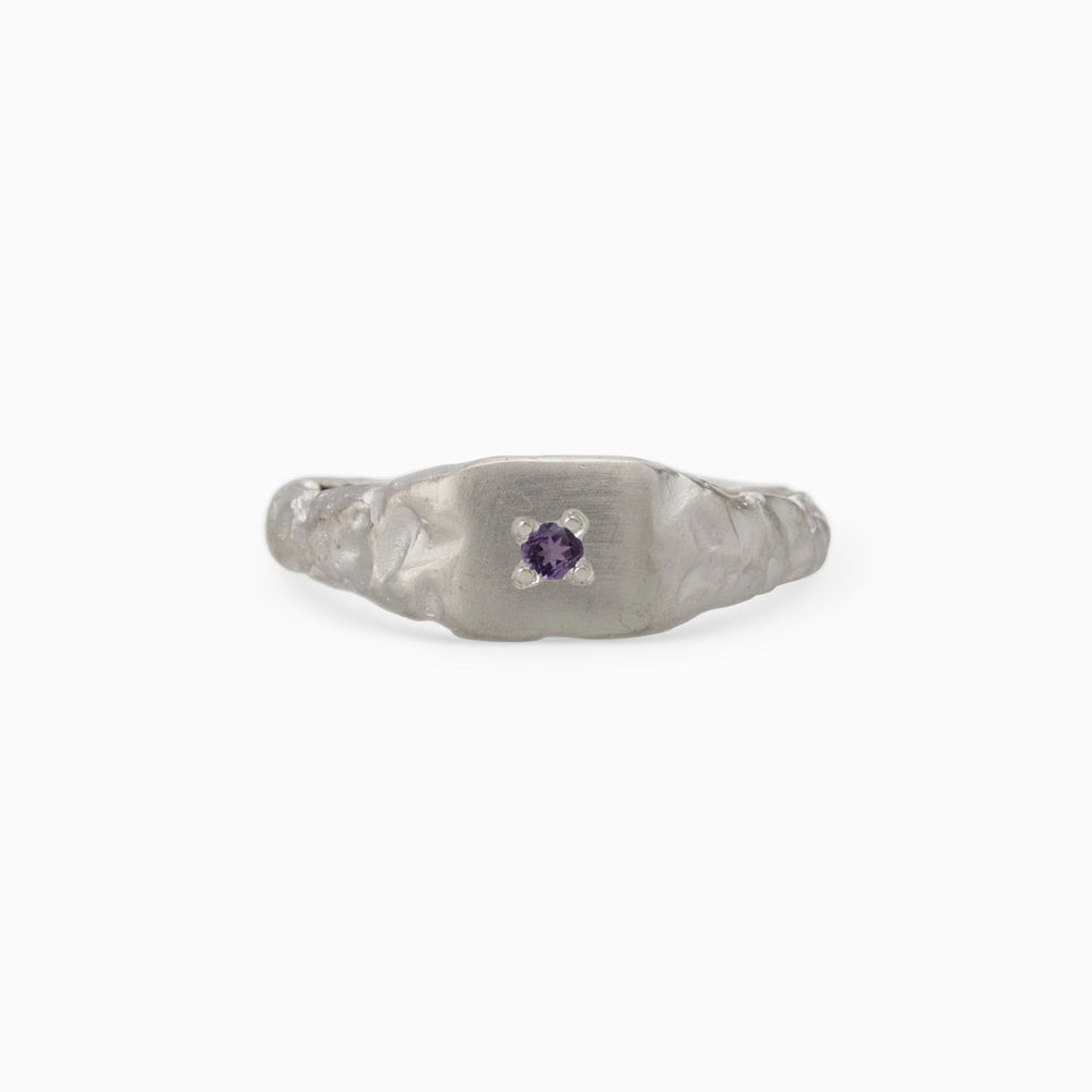 Slate Stone Signet Ring | White Gold