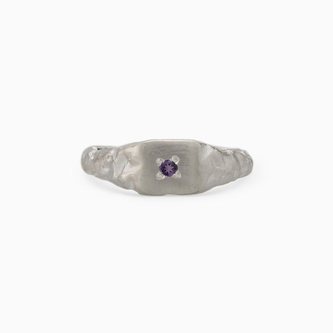 Slate Stone Signet Ring | White Gold