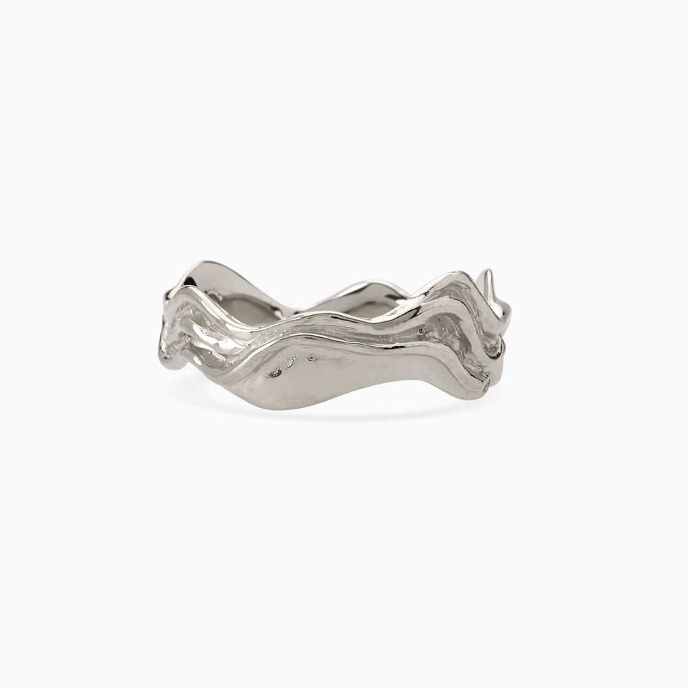 Sculpt Stone Band Ring | White Gold