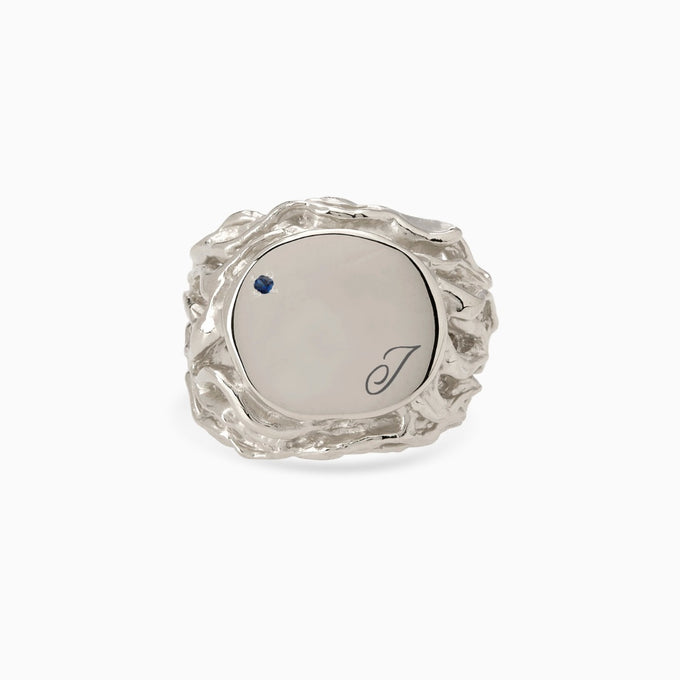 Ivy Stone Signet Ring | White Gold