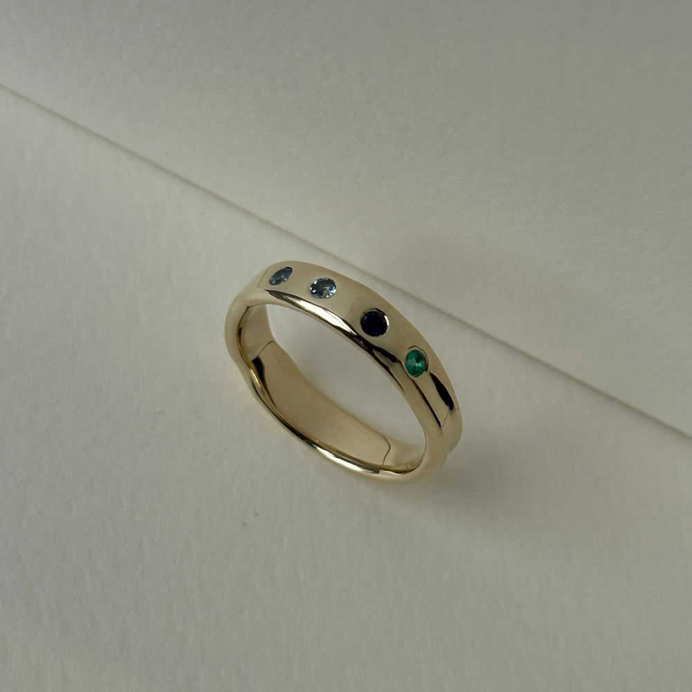 Signature Stone Band Ring | Solid Yellow Gold