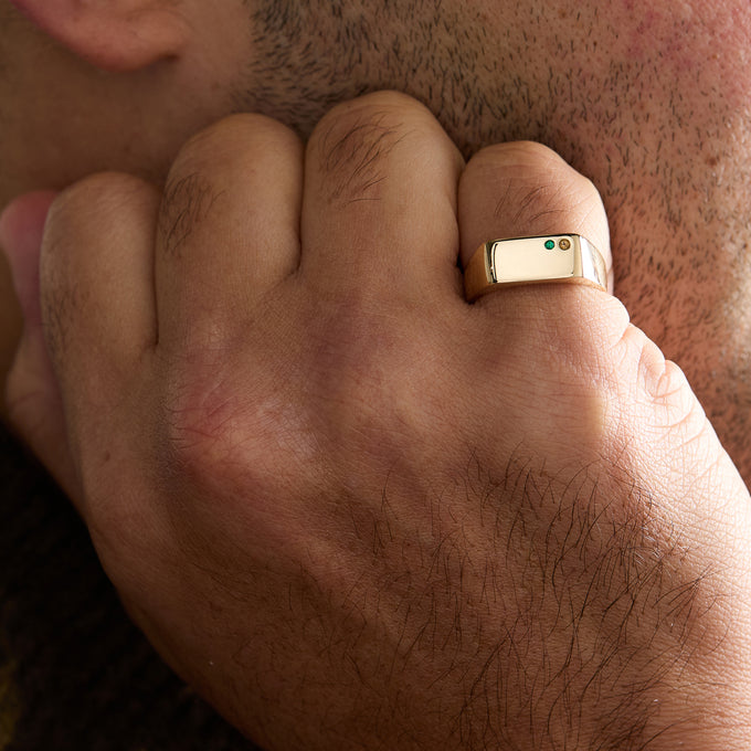 Rectangle Stone Signet Ring | Yellow Gold