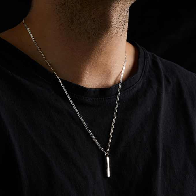 Custom Square Drop Pendant | Silver