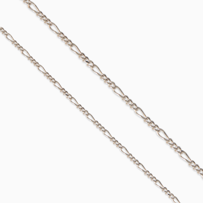 Figaro Chain Bracelet | White Gold