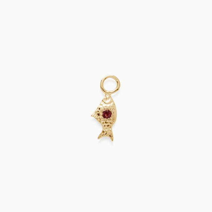 Birthstone Fish Earring | Gold