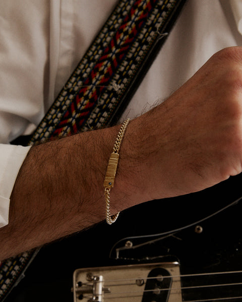 Anvil Tag Stone Bracelet | Yellow Gold