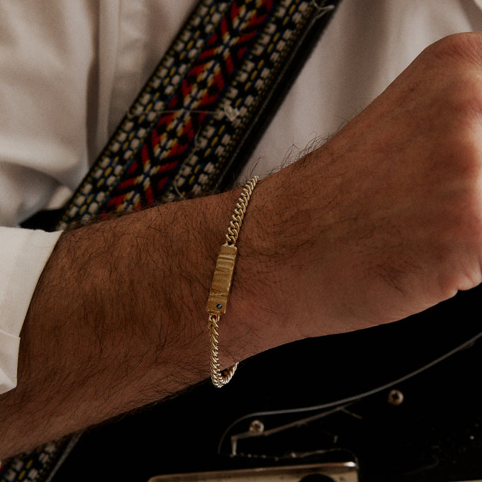Anvil Tag Stone Bracelet | Yellow Gold