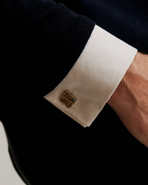 Veil Stone Cufflinks | Solid Yellow Gold