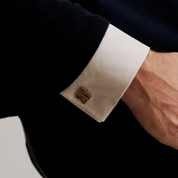 Veil Stone Cufflinks | Solid Yellow Gold