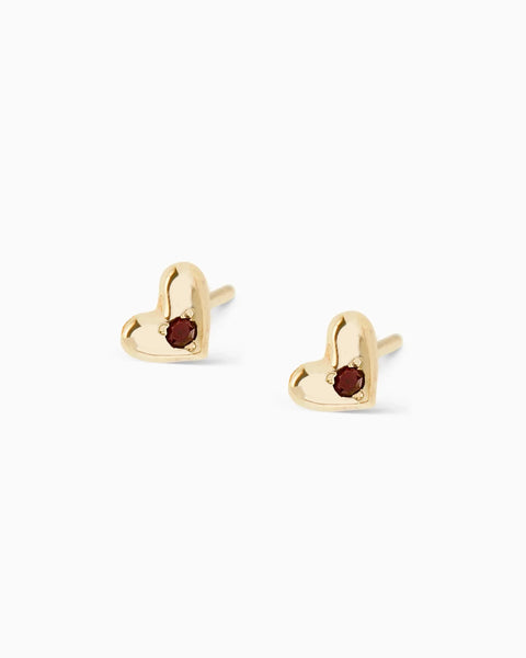 Mini Heart Stone Stud | Yellow Gold