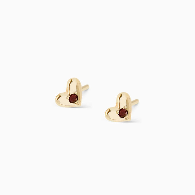 Mini Heart Stone Stud | Yellow Gold