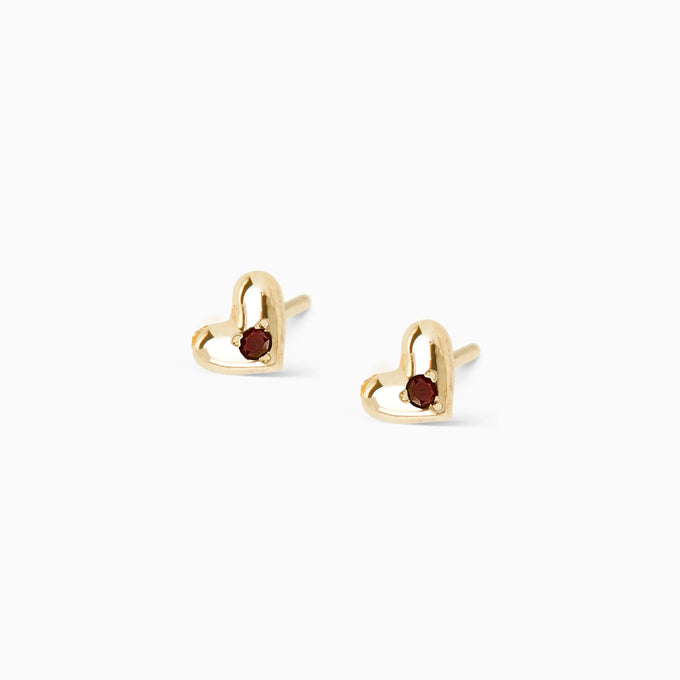 Mini Heart Stone Stud | Yellow Gold