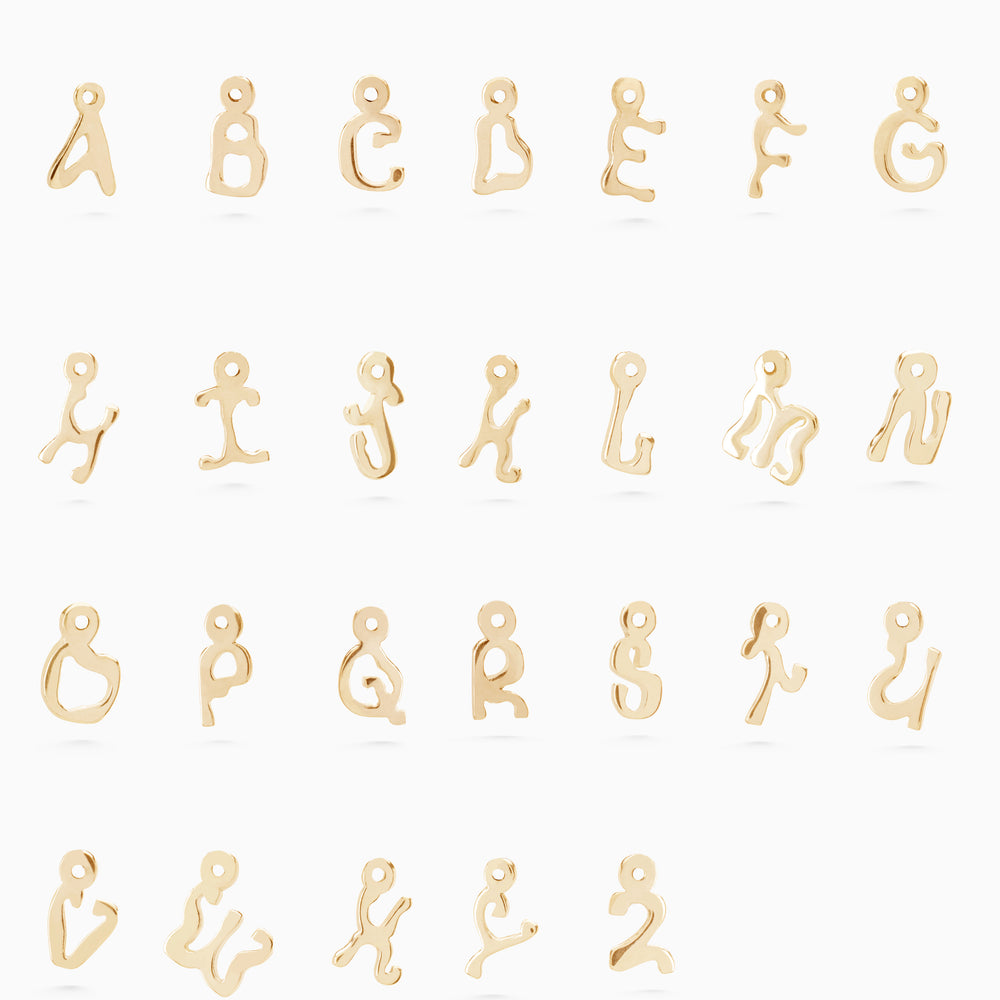 Tiny Letter Earring | Solid Gold