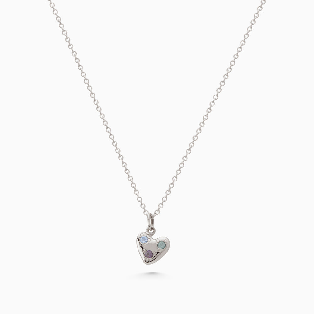 Heart Stone Pendant | White Gold