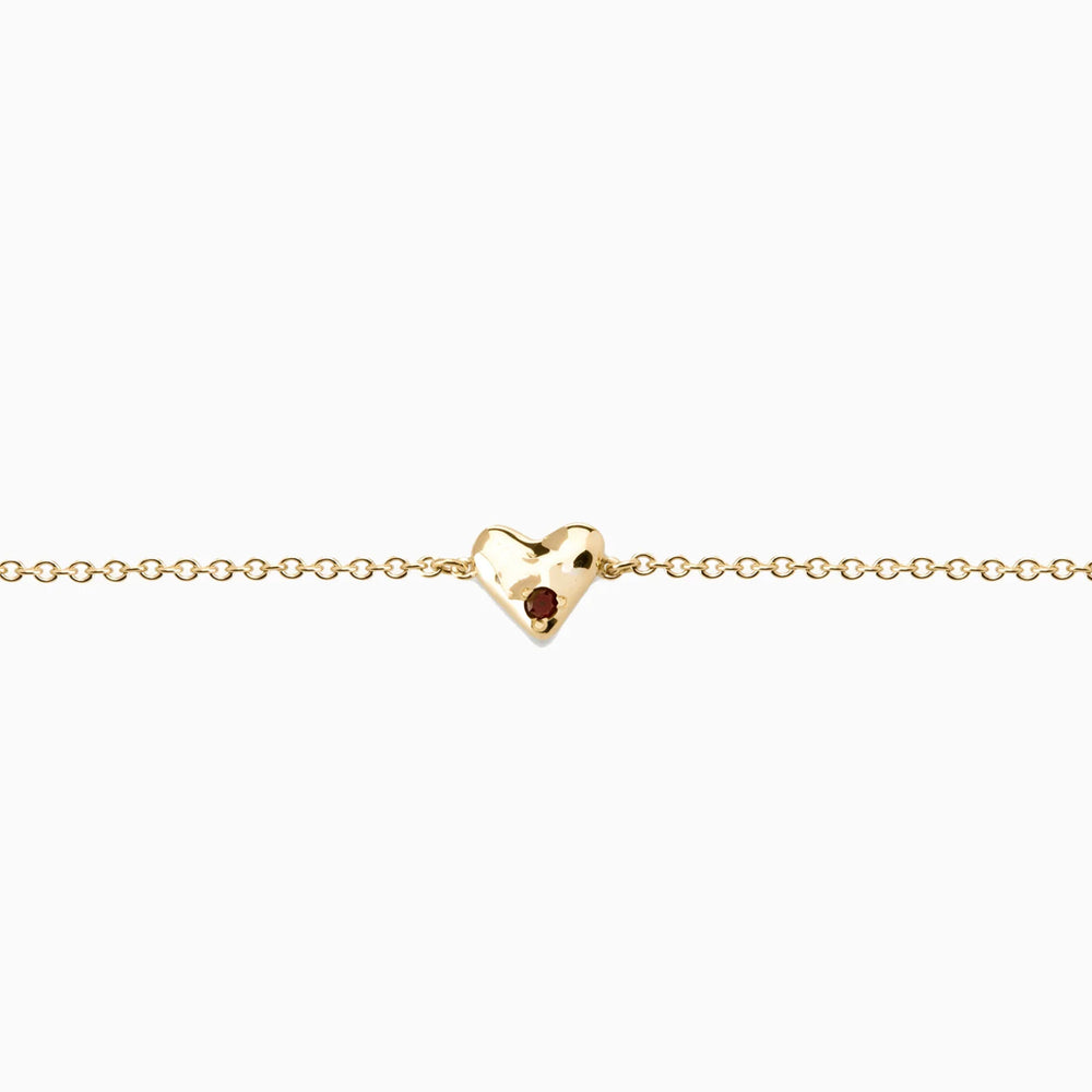 Organic Heart Stone Bracelet | Yellow Gold