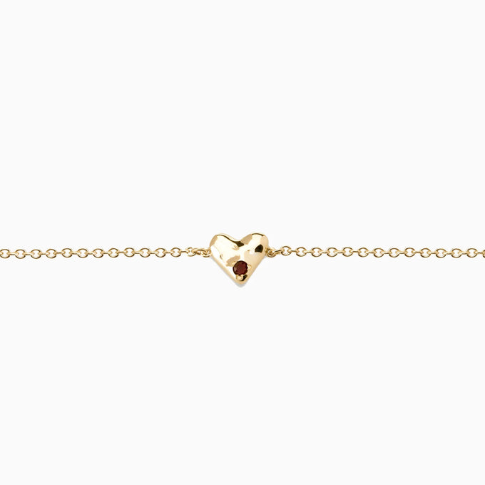 Organic Heart Stone Bracelet | Yellow Gold