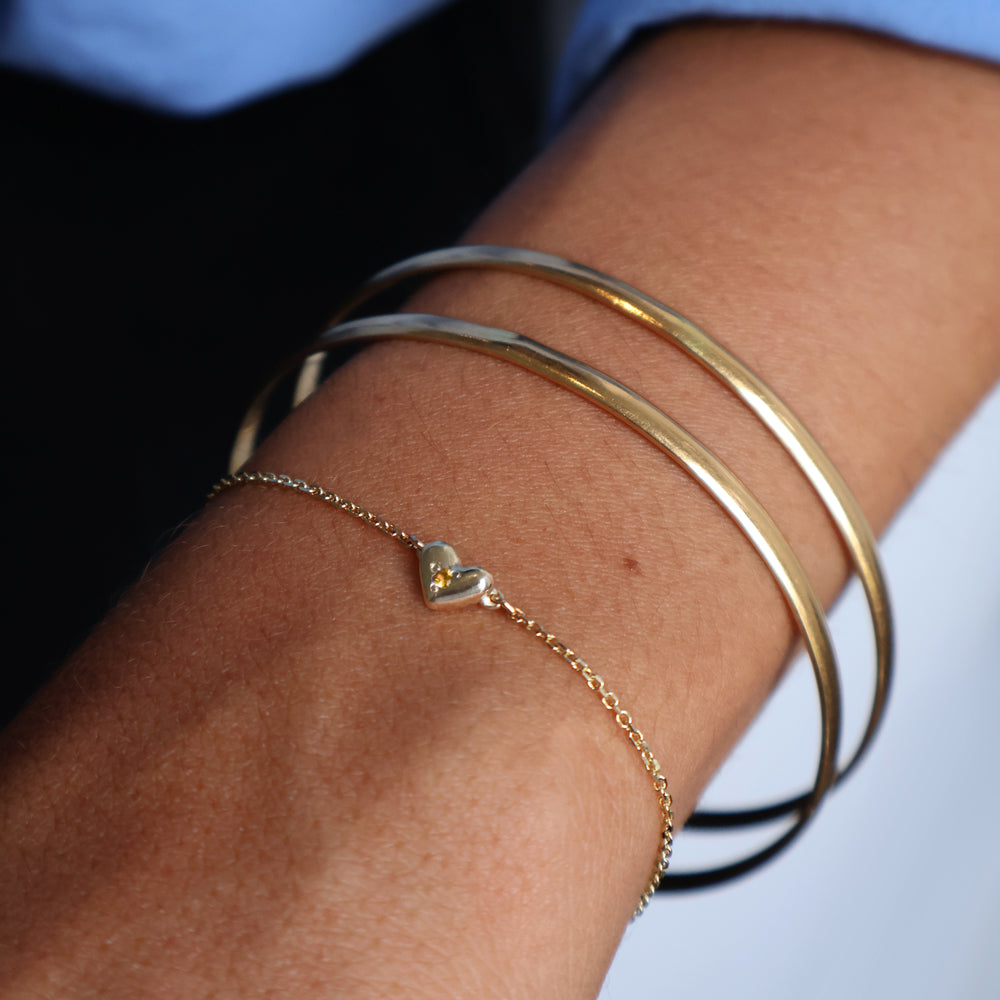Mini Heart Stone Bracelet | Yellow Gold