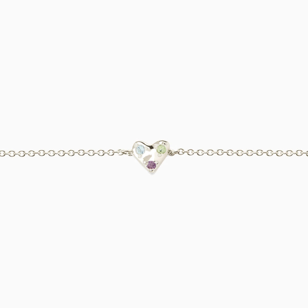Organic Heart Stone Bracelet | White Gold