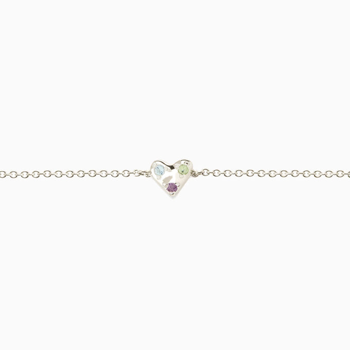 Organic Heart Stone Bracelet | Silver