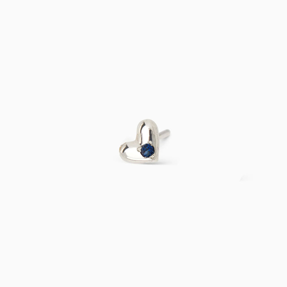 Mini Heart Stone Stud | Silver