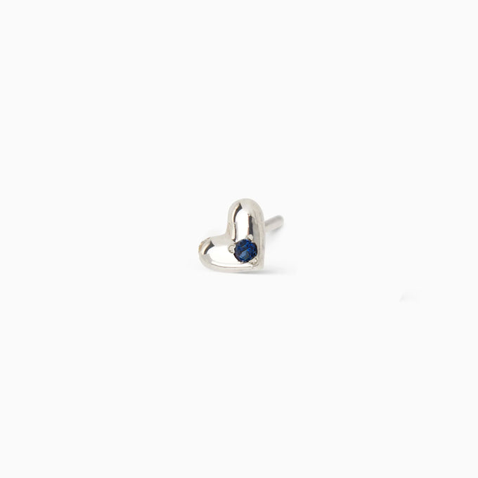 Mini Heart Stone Stud | Silver