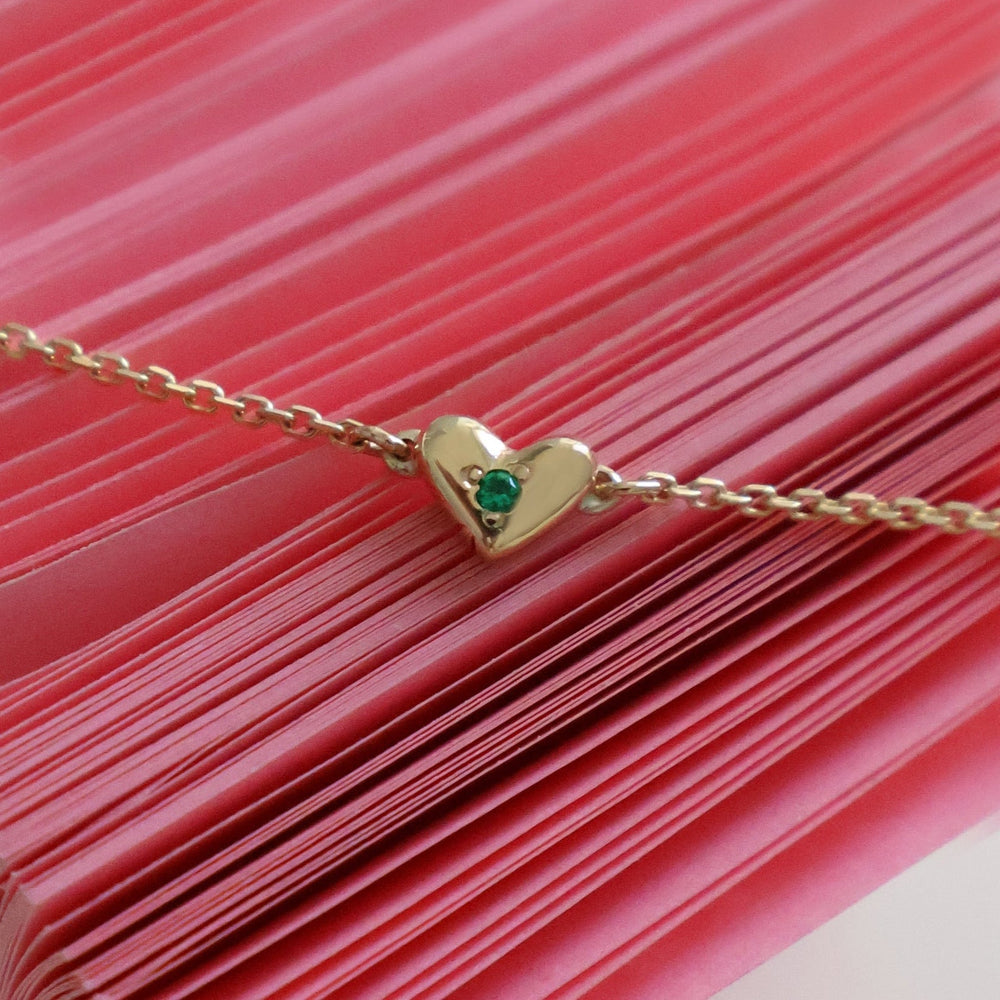 Mini Heart Stone Bracelet | Yellow Gold