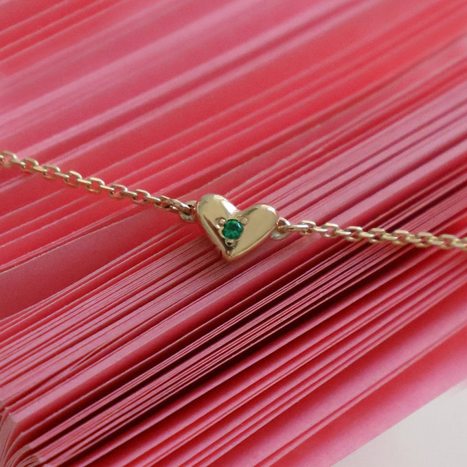 Mini Heart Stone Bracelet | Yellow Gold