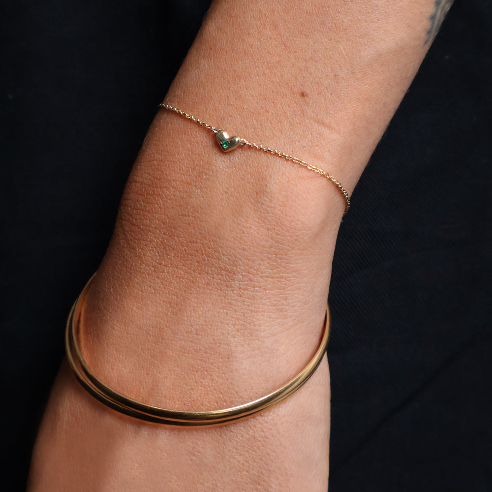 Mini Heart Stone Bracelet | Yellow Gold